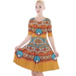 Sunshine Mandala Quarter Sleeve A-Line Dress