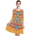 Sunshine Mandala Quarter Sleeve Waist Band Dress