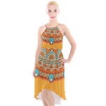 Sunshine Mandala High-Low Halter Chiffon Dress 