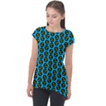 0059 Comic Head Bothered Smiley Pattern Cap Sleeve High Low Top