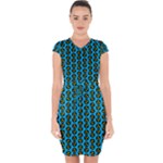 0059 Comic Head Bothered Smiley Pattern Capsleeve Drawstring Dress 