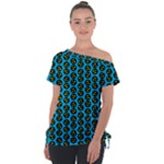 0059 Comic Head Bothered Smiley Pattern Tie-Up Tee