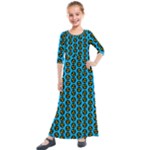 0059 Comic Head Bothered Smiley Pattern Kids  Quarter Sleeve Maxi Dress