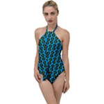 0059 Comic Head Bothered Smiley Pattern Go with the Flow One Piece Swimsuit