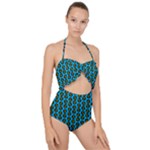 0059 Comic Head Bothered Smiley Pattern Scallop Top Cut Out Swimsuit