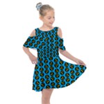 0059 Comic Head Bothered Smiley Pattern Kids  Shoulder Cutout Chiffon Dress