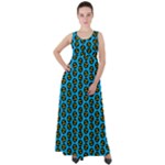 0059 Comic Head Bothered Smiley Pattern Empire Waist Velour Maxi Dress