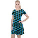0059 Comic Head Bothered Smiley Pattern Cap Sleeve Velour Dress 
