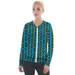 0059 Comic Head Bothered Smiley Pattern Velour Zip Up Jacket
