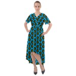 0059 Comic Head Bothered Smiley Pattern Front Wrap High Low Dress