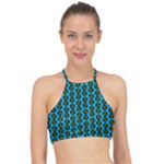 0059 Comic Head Bothered Smiley Pattern Racer Front Bikini Top