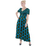 0059 Comic Head Bothered Smiley Pattern Button Up Short Sleeve Maxi Dress