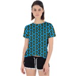 0059 Comic Head Bothered Smiley Pattern Open Back Sport Tee
