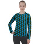 0059 Comic Head Bothered Smiley Pattern Women s Pique Long Sleeve Tee