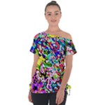 Colorful paint texture                                                   Off Shoulder Tie-Up Tee
