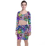 Colorful paint texture                                                       Long Sleeve Crop Top & Bodycon Skirt Set