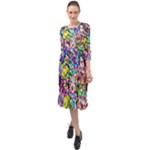 Colorful paint texture                                                       Ruffle End Midi Chiffon Dress