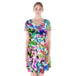 Colorful paint texture                                                        Short Sleeve V-neck Flare Dress