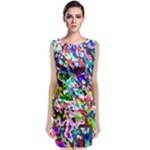 Colorful paint texture                                                    Sleeveless Velvet Midi Dress