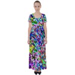 Colorful paint texture                                                   High Waist Short Sleeve Maxi Dress
