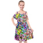 Colorful paint texture                                                Kids  Cut Out Shoulders Chiffon Dress