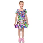 Colorful paint texture                                                        Kids  Short Sleeve Velvet Dress