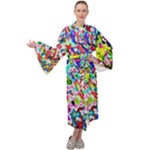 Colorful paint texture                                                 Maxi Tie Front Velour Kimono