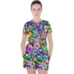 Colorful paint texture                                                    Women s Mesh Tee and Shorts Set