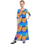 Fruit Texture Wave Fruits Kids  Quarter Sleeve Maxi Dress