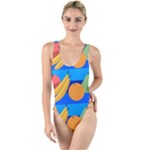 Fruit Texture Wave Fruits High Leg Strappy Swimsuit