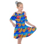 Fruit Texture Wave Fruits Kids  Shoulder Cutout Chiffon Dress