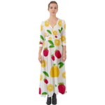 Strawberry Lemons Fruit Button Up Boho Maxi Dress