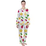 Strawberry Lemons Fruit Satin Long Sleeve Pajamas Set