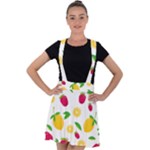 Strawberry Lemons Fruit Velvet Suspender Skater Skirt