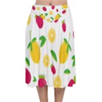 Strawberry Lemons Fruit Velvet Flared Midi Skirt