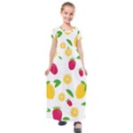 Strawberry Lemons Fruit Kids  Short Sleeve Maxi Dress