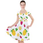 Strawberry Lemons Fruit Cap Sleeve Midi Dress