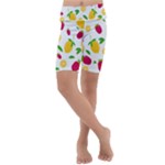 Strawberry Lemons Fruit Kids  Lightweight Velour Cropped Yoga Leggings