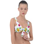 Strawberry Lemons Fruit Front Tie Bikini Top
