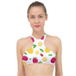 Strawberry Lemons Fruit High Neck Bikini Top