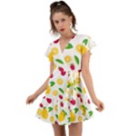 Strawberry Lemons Fruit Flutter Sleeve Wrap Dress