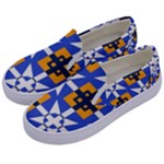 Shapes on a blue background                                                          Kids  Canvas Slip Ons