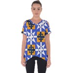 Shapes on a blue background                                                          Cut Out Side Drop Tee