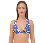 Shapes on a blue background                                                        Double Strap Halter Bikini Top