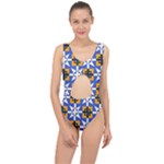 Shapes on a blue background                                                          Center Cut Out Swimsuit