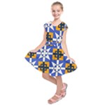 Shapes on a blue background                                                               Kids  Short Sleeve Dress