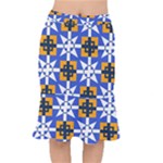 Shapes on a blue background                                                               Short Mermaid Skirt