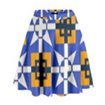 Shapes on a blue background                                                             High Waist Skirt