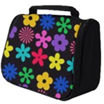 Colorful flowers on a black background pattern                                                            Full Print Travel Pouch (Big)