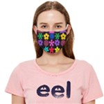 Colorful flowers on a black background pattern                                                      Cloth Face Mask (Adult)